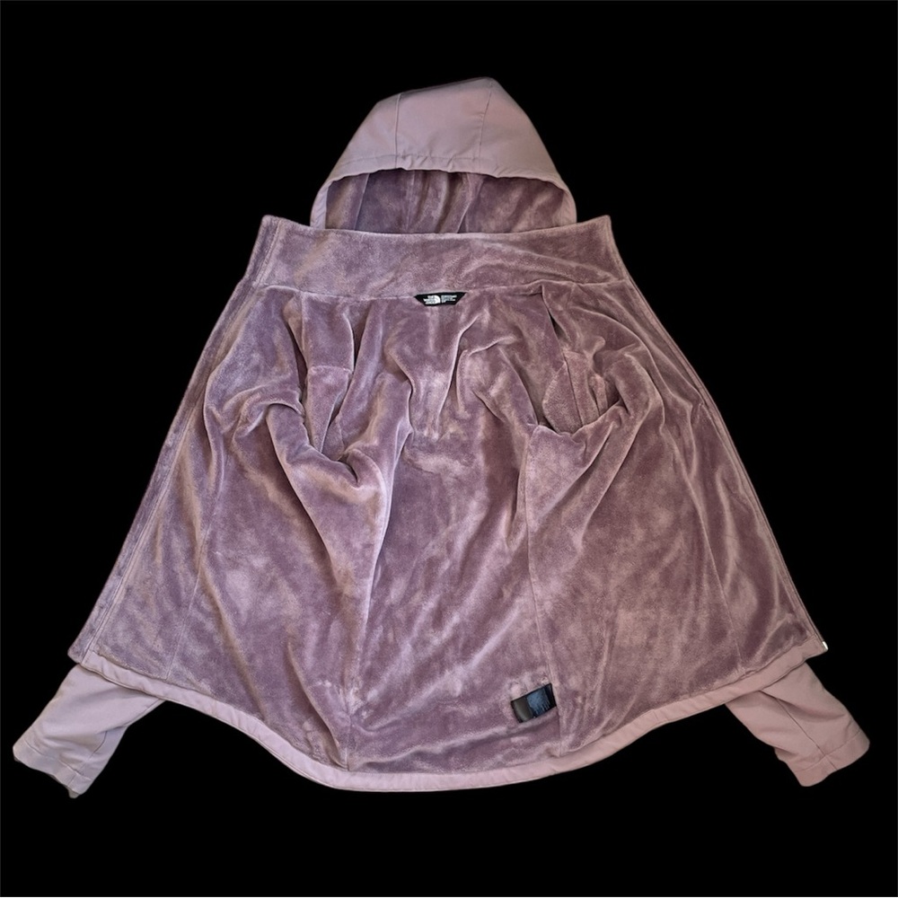 The North Face Womens Small Shelby Raschel Hoodie Jacket Metal Pink Fleece-Lined - Picture 4 of 6